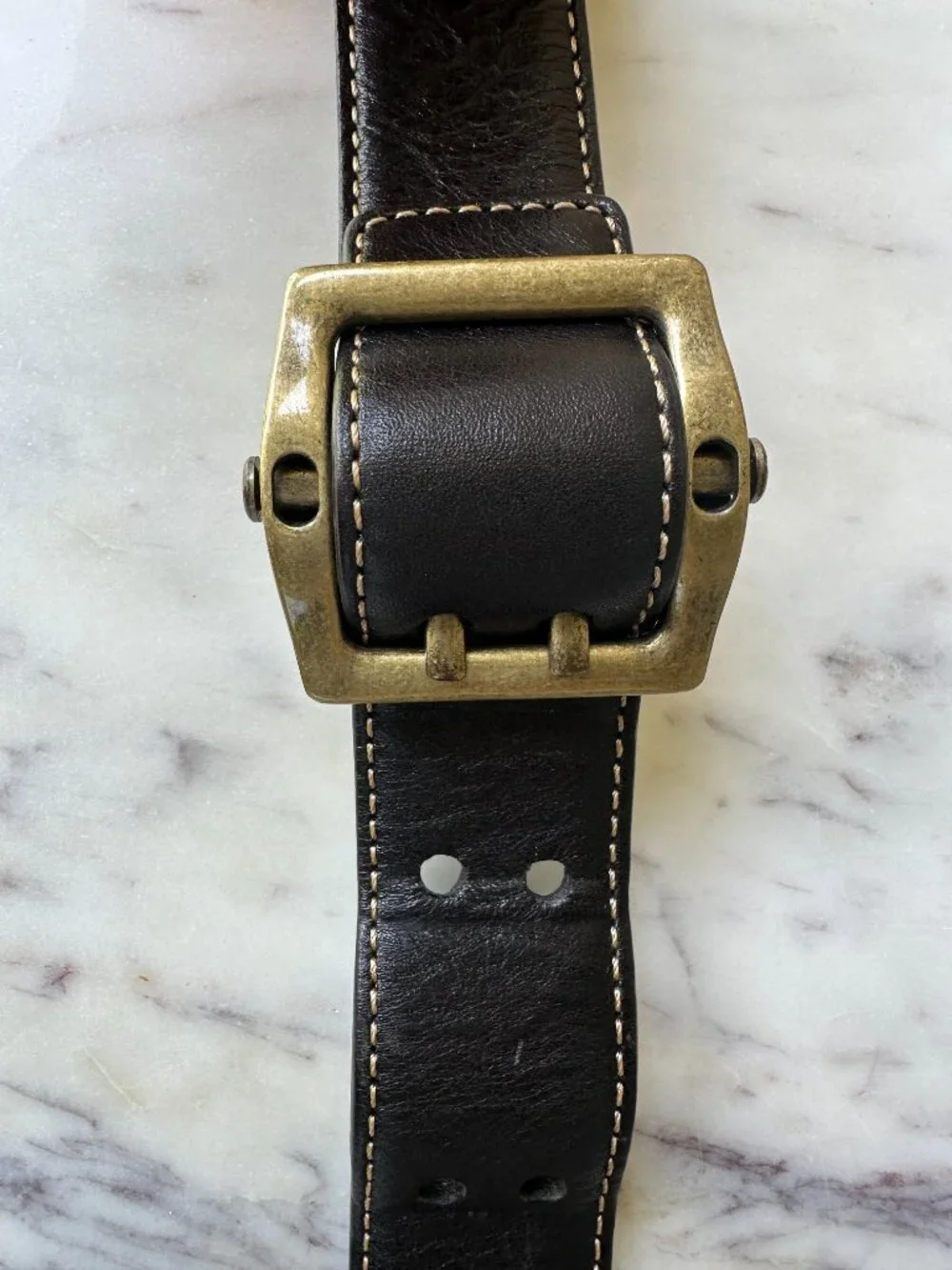 Jones New York Vintage Black Leather Shoulder Crossbody Adjustable Brass Buckle